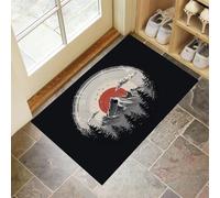 Disque Vinyle Mont Fuji Paillasson Attrape-Poussière, Tapis De Sol Antidérapant Lavable En Machine, Tapis D'entrée Style D'Illustration Rétro Douces Pour Chien, Entrée, Porte Et Couloir 50 x 80 cm