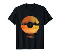 Disque Vinyle Rétro Coucher de Soleil - Musique Vintage Océan T-Shirt Graphique avec Valeur