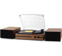Disque Vinyle Vintage Bluetooth avec entraînement par Courroie, Deux Haut-parleurs stéréo, Lecteur LP, 3 Vitesses de Lecture sans Fil, entrée Casque AUX, Marron