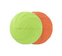 Disque volant pour chien, frisbee en caoutchouc naturel, résistant aux morsures, design antidérapant, pour l'entraînement et l'exercice (vert + orange, 18 cm)