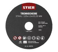 Disques à tronçonner STIER, acier, 125 x 1,5 x 22,23, forme 41, droits, 25 pièces 25 pièces