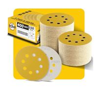 Disques Abrasifs Auto-agrippants 125mm 8 Trous - 100 Pièces, Grain 400, Disques Ponceuse Orbitales, Crochet et Boucle, Pour Meulage et Polissage du Bois et Métal