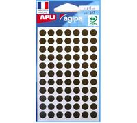 Pastilles adhésives Ø 8 mm Agipa 11183 noires - Pochette de 462