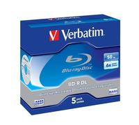 Disques Blu-ray BD-R DL - Verbatim - 50 Go - 6x - Coffret à bijoux - 5 pièces