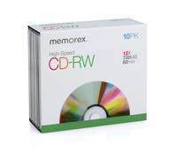 Disques CD-RW Memorex 700 Mo/80 minutes 12X (pack de 10 avec bo?tiers Slim Jewel)