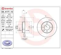 Disque de frein BREMBO 8417710 avant, plein, 1 pièce
