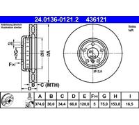Disques de frein BMW 5 Gran Turismo (F07) 550 i 24.0136-0121.2 (1 jeu-1 pièce)