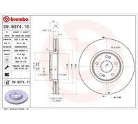 Brembo Disque de frein 09.9074.11 ventilé de l'intérieur pour Renault 2x