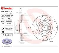 Brembo Disques de frein 09.A813.11 perforés ventilés de l'intérieur 2x pour Audi
