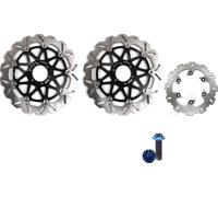 Disques de frein, Design CNC entièrement flottant, Acier inoxydable durable, Disque noir Vis bleue