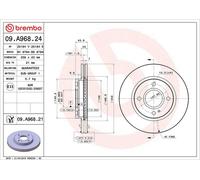 Disque de frein BREMBO 09A96821 avant, ventilé, 1 pièce