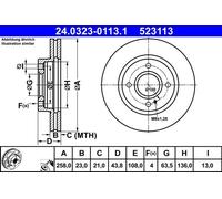 Disques de frein FORD FIESTA VI 1.0 24.0323-0113.1 (1 pièce)