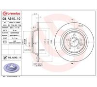 Disque de frein BREMBO 08A54011 arrière, plein, 1 pièce