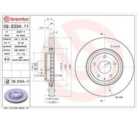 Disque de frein BREMBO 09E03411 avant, ventilé, 1 pièce