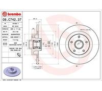 Brembo Disque de frein 08.C742.37 – plein – vendu à l'unité