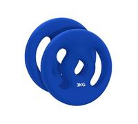 Disques de musculation - lot de 2 disques - total 6 Kg - diamètre intérieur 25 mm - métal PVC bleu Bleu