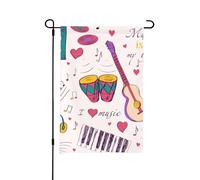 Disques de musique Blues Music Is My Life Theme, drapeau de jardin d'été double face de 12 x 18 pouces pour l'extérieur