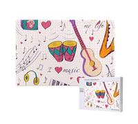 Disques de Musique Blues Music is My Life Theme,Puzzle Familial en Bois de 1 000 pièces pour Adultes et Adolescents, décoration d'intérieur