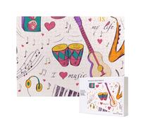 Disques de Musique Blues Music is My Life Theme,Puzzle Familial en Bois de 500 pièces pour Adultes et Adolescents, décoration d'intérieur
