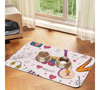 Disques de Musique Blues Music is My Life Theme,Tapis d'alimentation pour Animaux de Compagnie, Sets de Table en Cuir PU pour Chats et Chiens,40x60cm