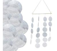 Disques de nacre percés : WANDGU 100 coquillages ronds, coquillages plats naturels de 50 mm, pendentifs coquillage s à 2 trous, guirlandes de coquillag e à suspendre, décoration méditerranéenne.