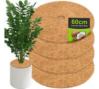 Disques de Paillage en Fibre de Coco Ø 60 cm – Set de 4 Biodégradables, Protection Racines & Anti-Mauvaises Herbes pour Pots et Jardin