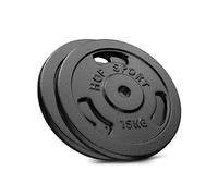 Hop-Sport Disques de poids en fonte 30 kg Set de plaques en fonte alésage 30/31 mm 2x15 kg Noir