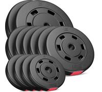 Disques de Poids en Plastique 60 kg, Ø 31 mm Hop-Sport, Disques d'Haltères pour Musculation pour Barres 30 mm - 2x10, 6x5, 4x2,5 kg