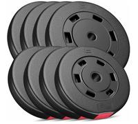 Disques de Poids en Plastique 60 kg, Ø 31 mm Hop-Sport, Disques d'Haltères pour Musculation pour Barres 30 mm - 4 x 10 kg, 4 x 5 kg