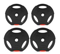 Disques de poids, plaques de poids 2 x 5 kg et 2 x 7,5 kg, à trois poignées avec trous de Ø 25 mm, noir