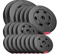 Disques de Poids Plastique 60 kg, Ø 31 mm Hop-Sport, Disques d'Haltères pour Barres Musculation 30 mm, 2x10, 4x5, 4x2,5, 8x1,25 kg