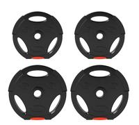SPORTNOW Disques de poids, plaques de poids 2 x 5 kg et 2 x 2,5 kg, à trois poignées avec trous de Ø 25 mm, couverture en polypropylène, ensemble plaques d'haltères, musculation, fitness, gym, noir
