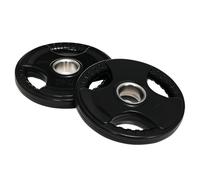 Disques de poids - SPORTNOW - 2 x 5 kg - trois poignées avec trous de Ø 50 mm - fonte, caoutchouc - noir