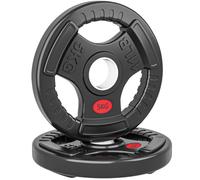 Disques de poids - SPORTNOW - lot de 2, trous de ø 50 mm, 3 poignées, pour entraînement haltérophilie - acier, pvc - 2x5 kg - noir