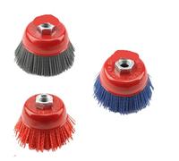 Disques de polissage abrasifs, Roue de brosse à tasse abrasive 85mm M14 Nylon 3 pièces grain multicolore 80/120/240(3pcs Mix)