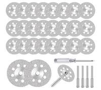 Disques Diamant, 30 Pièces Disques à Tronçonner Circulaires avec 25 Mini Scie Circulaire 22mm, 4 Outils Rotatifs et 1 Tournevis pour Verre, Pierre, Brique et Marbre