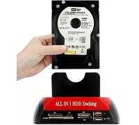 Disques Dur Docking Station Usb 3.0,Sata Ide 2.5"" & 3.5"" Hdd Ssd,Clonage Hors Ligne,Sauvegarde Otb,Lecteur De Carte,Plug & Play,Affichage Led,Alimentation Externe Compatible Avec Windows