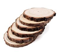 Disques en bois naturels ronds, 6 pièces, 16-17 cm, ensemble de bois non peint, cercles, bricolage, disques d’arbre avec écorce, disques en bois pour l’art DIY et décorations de Noël de mariage