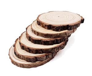 Disques en bois naturels ronds, 6 pièces, 16-17 cm, ensemble de bois non peint, cercles, bricolage, disques d’arbre avec écorce, disques en bois pour l’art DIY et décorations de Noël de mariage
