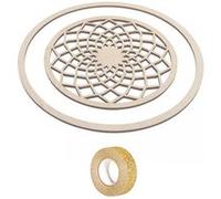 Disques en bois pour Attrape-rêves Ø 13 cm + anneau 18 cm + masking tape doré à paillettes 5 m Beige