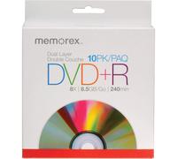 Disques enregistrables double couche DVD+R Memorex - DVDR DL 8X 8,5 Go [Pack de 10]