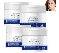 Disques Exfoliants à l’Acide Glycolique pour le Visage, Disques Toniques Double Face Nettoyants et Lissants, Disques Hydratants Éclat pour le Soin Quotidien, Tous Types de Peau, 60 Disques (4 pièces)