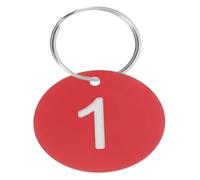 Disques numérotés en plastique Étiquettes numériques rondes gravées en ABS, 100 pièces, noir rouge, for porte-clés, sacs, casier à bagages(Red)