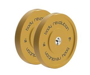 Disques olympiques Body Revolution - Poids Recouverts de caoutchouc coloré - Olympique Disques pour culturisme et crossfit - 5,1 cm - De 1,25 à 25 kg, 15kg pair