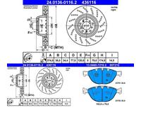 Disques Plaquettes AVANT ATE (374mm) pour BMW 6 E64, 6 E63, 5 E61, 5 E60