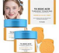 Disques Toner au Curcuma Éclat Intense, Pads Éclaircissants Acide Kojique & Tranexamique, Exfoliation Visible Taches Brunes, Peau Lumineuse, Usage Quotidien, 70 Disques (2pcs)