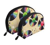 Disques vinyles, Trousse de Maquillage Coquille Femme Petit Porte-Monnaie Trousse de Toilette Trousse à cosmétiques 2 pièces