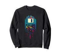 Disquette Ville Futuriste Circuit Tech Dégoulinant Rétro Sweatshirt
