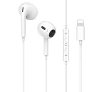 DisRun Écouteurs intra-auriculaires Lightning pour iPhone [Certifié MFi] HiFi stéréo isolation du bruit Écouteurs intra-auriculaires filaires Contrôle du volume Compatible avec iPhone 14/13/SE/12/11