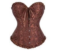 DISSA Corset Overbust Volants Vintage,Marron,42